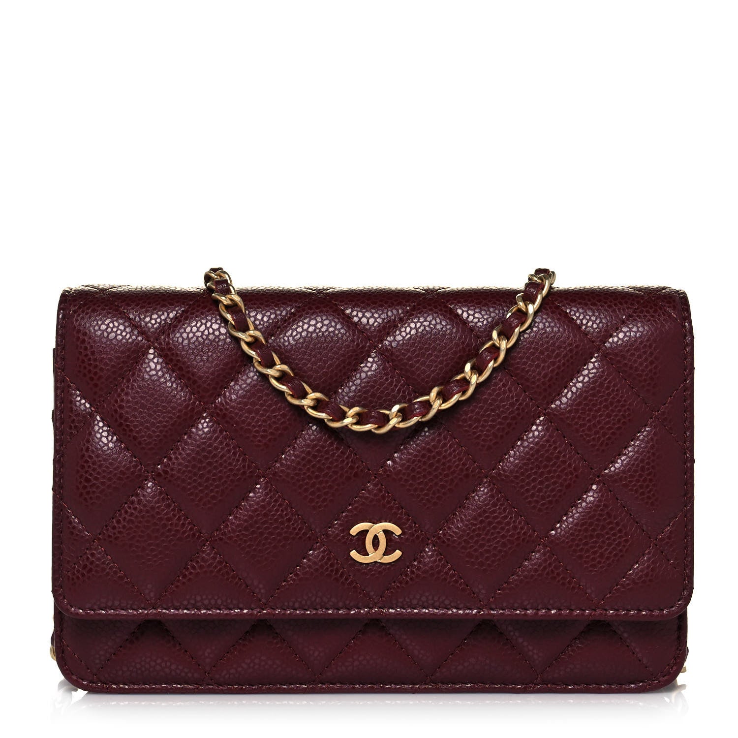 Chanel Caviar Quilted Wallet on Chain WOC Burgundy 1 of 14