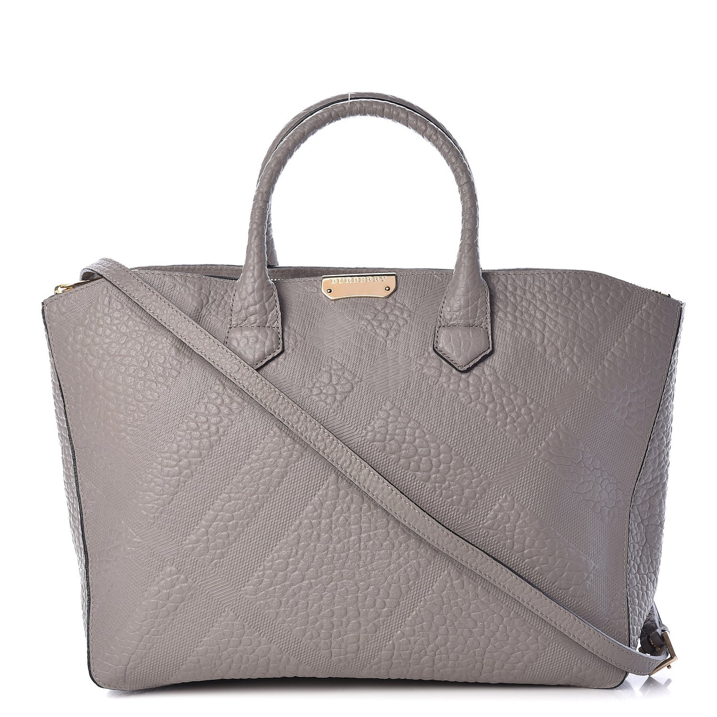 Heritage Grain Check Embossed Medium Dewsbury Tote Pale Grey