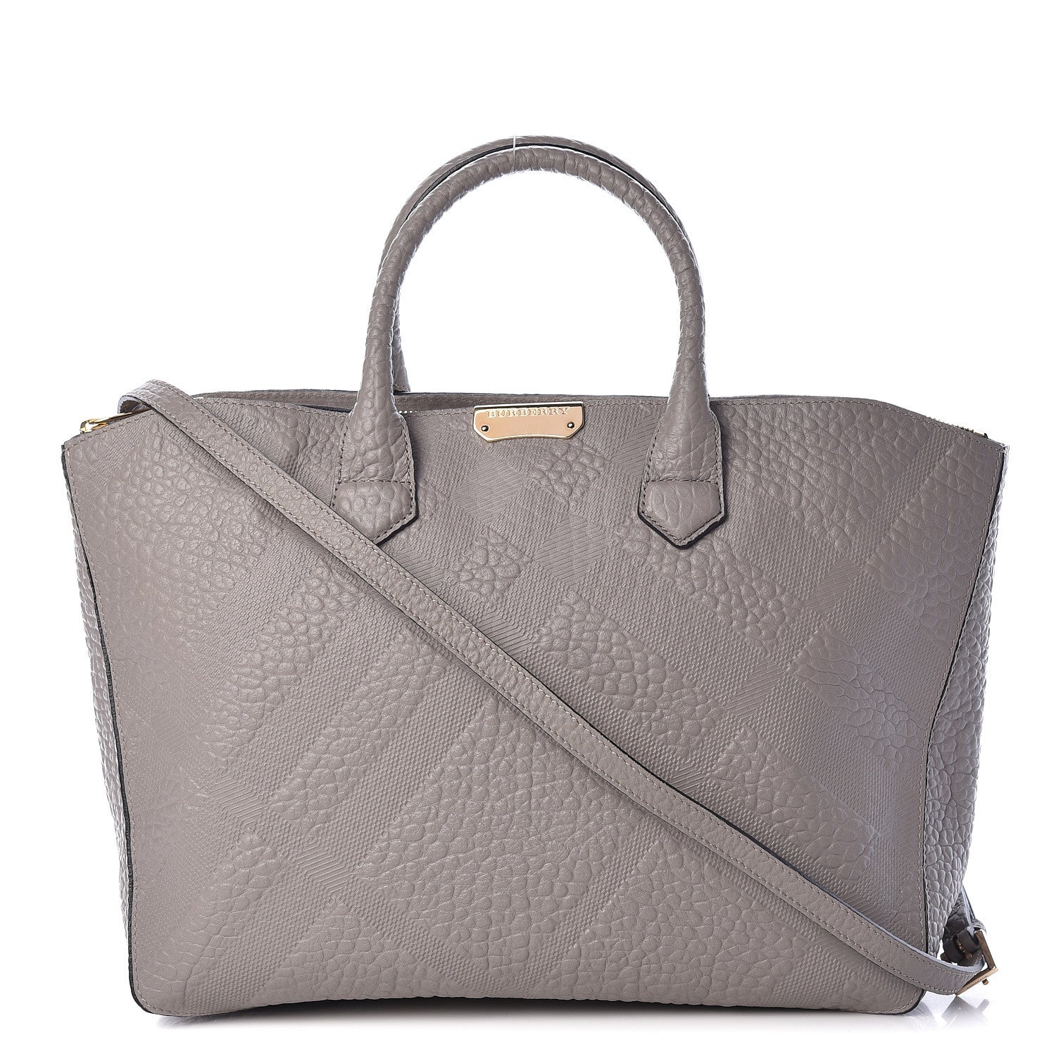Burberry Heritage Grain Check Embossed Medium Dewsbury Tote Pale Grey 1 of 12