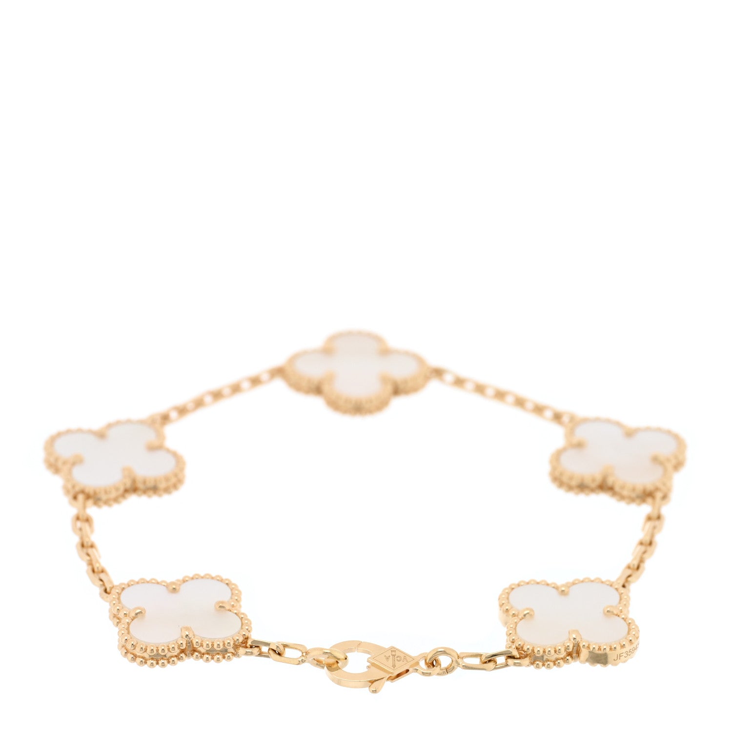 Van Cleef & Arpels 18K Yellow Gold Mother of Pearl 5 Motifs Vintage Alhambra Bracelet 2 of 4