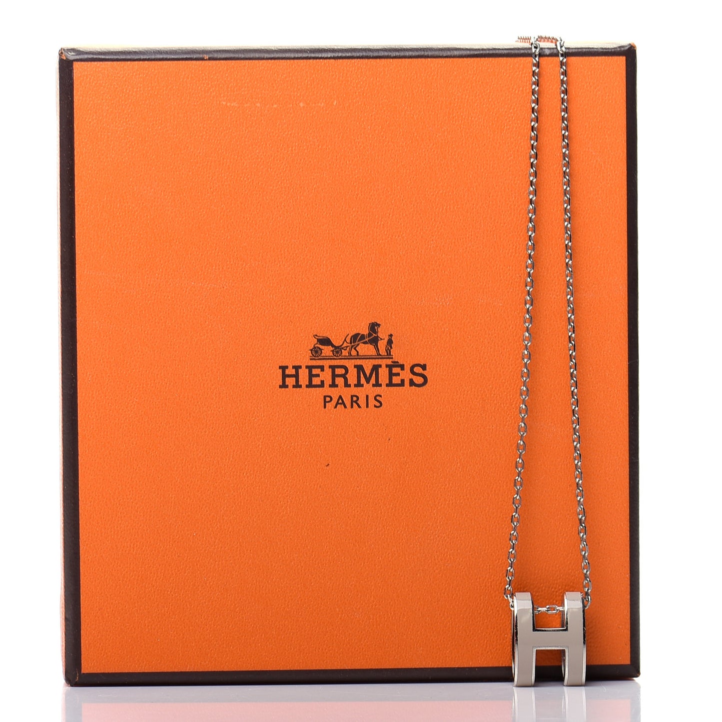 Lacquered Palladium Pop H Pendant Necklace Marron Glace