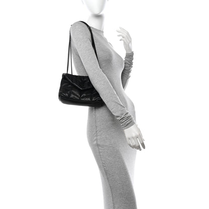 Saint Laurent Lambskin Quilted Toy Loulou Puffer Monogram Monochrome Chain Satchel Black 2 of 10