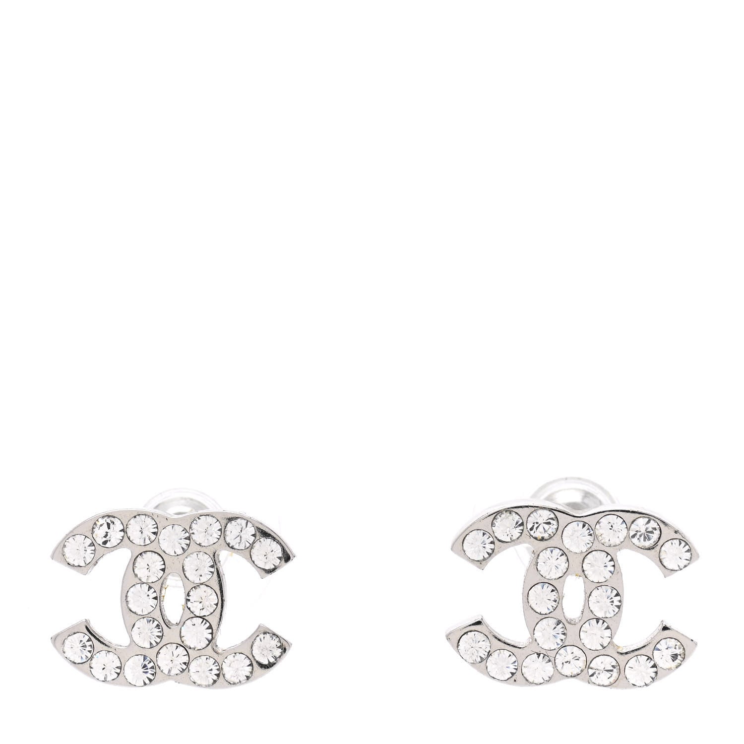 Chanel Crystal Mini Timeless CC Earrings Silver 1 of 4