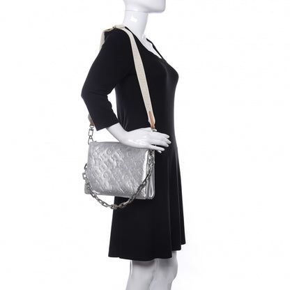 Louis Vuitton Metallic Lambskin Embossed Monogram Coussin PM Silver 2 of 9