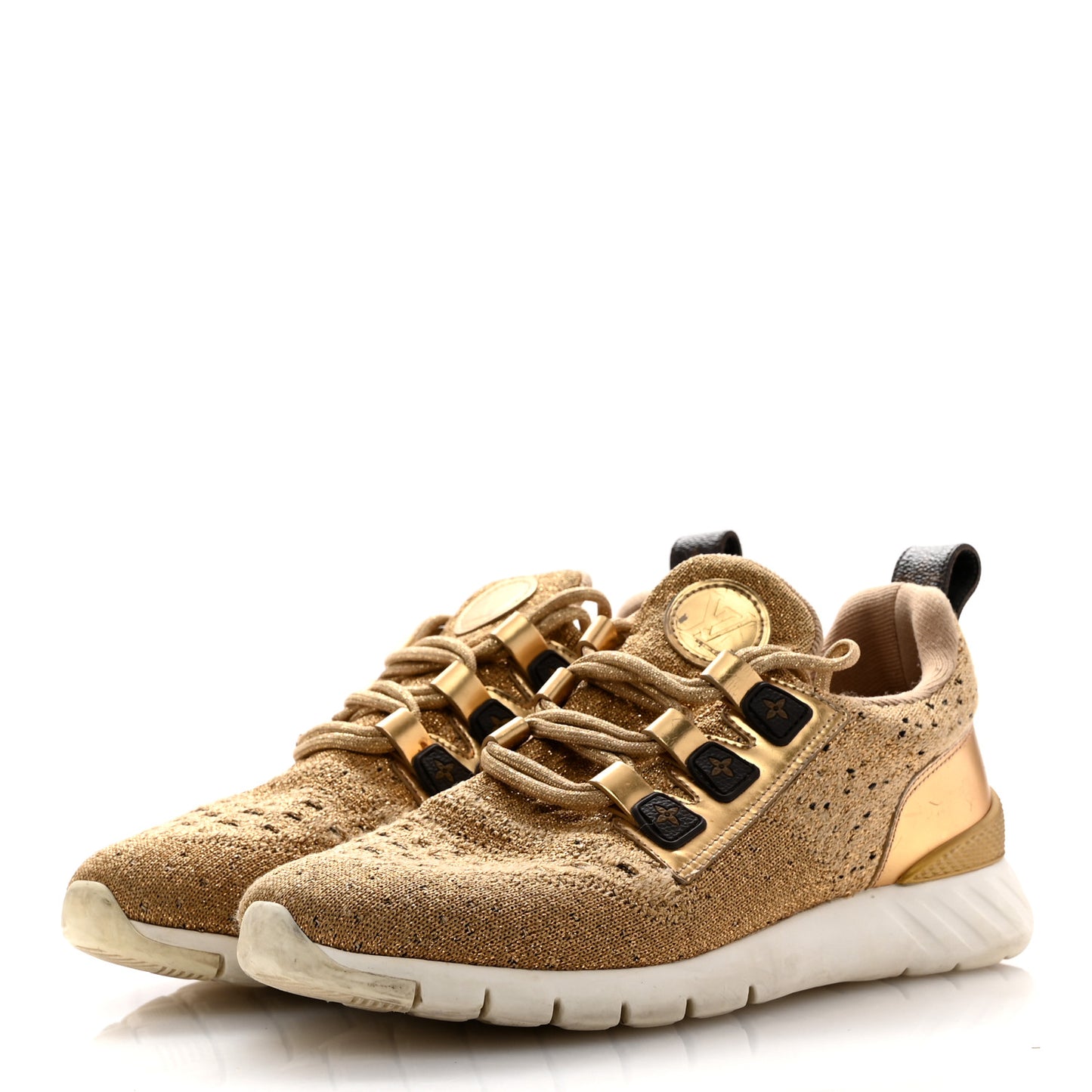 Technical Nylon Monogram Rubber Aftergame Sneakers 37.5 Gold