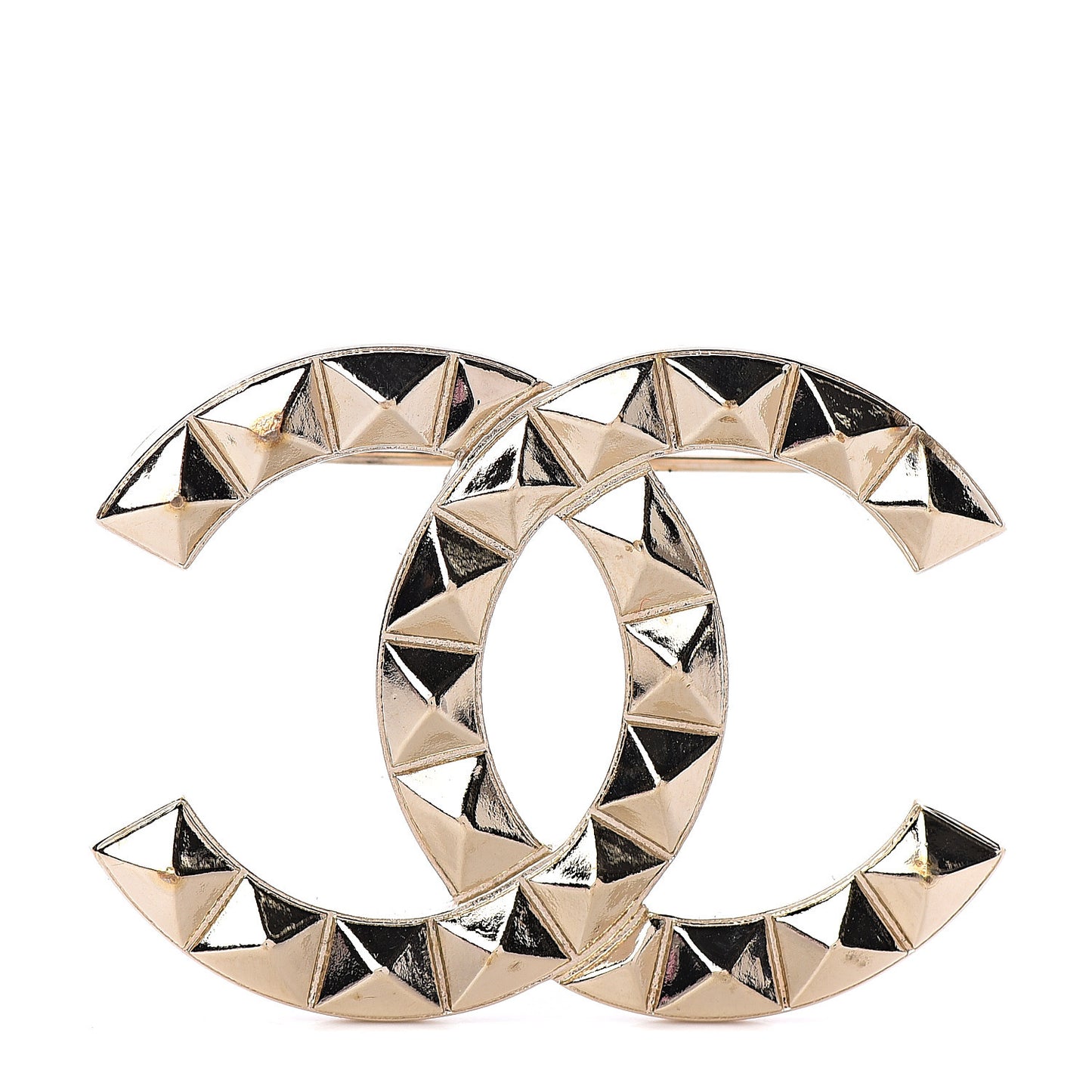 Studded CC Pin Brooch Gold