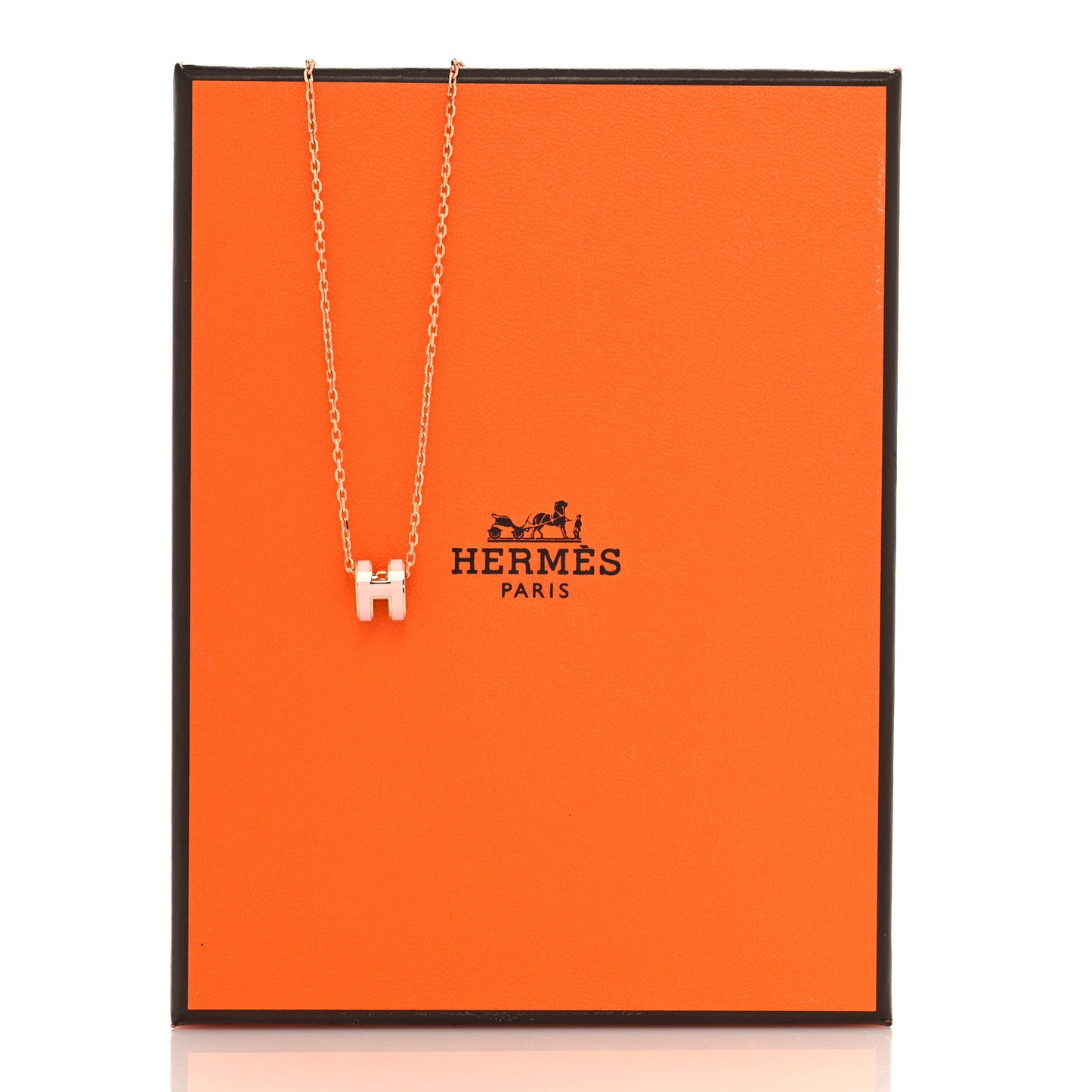 Lacquered Rose Gold Mini Pop H Pendant Necklace Rose Dragee
