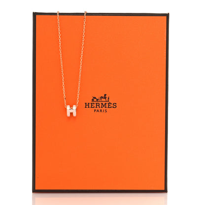 Hermes Lacquered Rose Gold Mini Pop H Pendant Necklace Rose Dragee 4 of 4