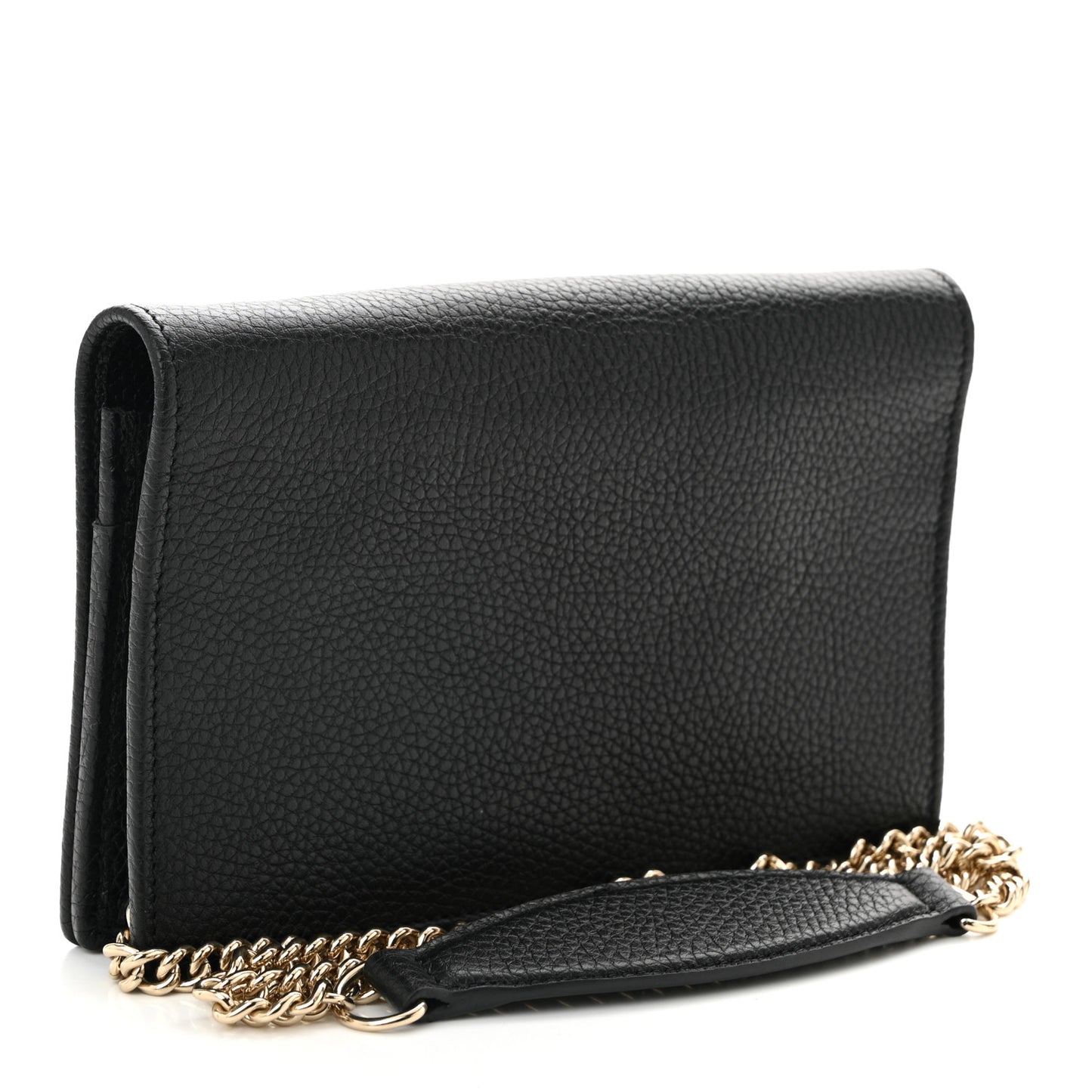 Pebbled Calfskin Soho Wallet On Chain Black