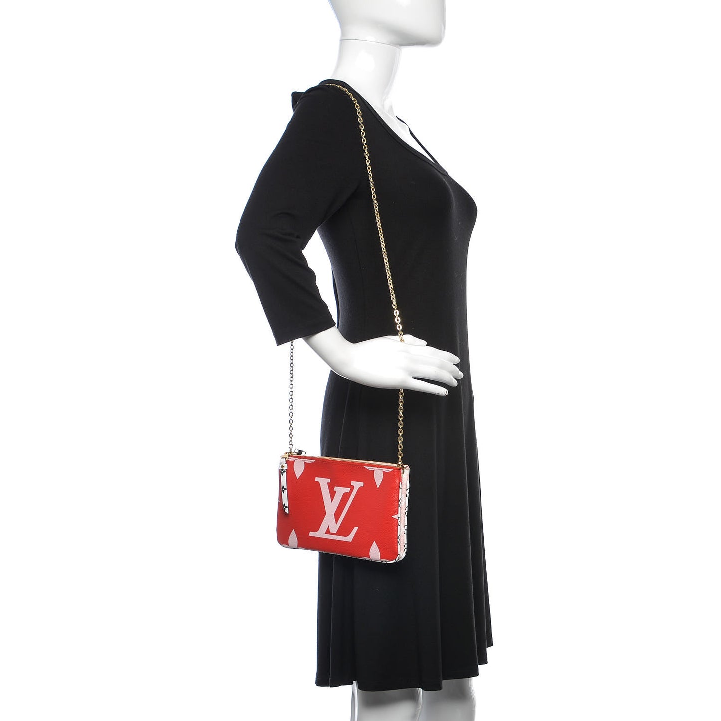 Monogram Giant Double Zip Pochette Rouge