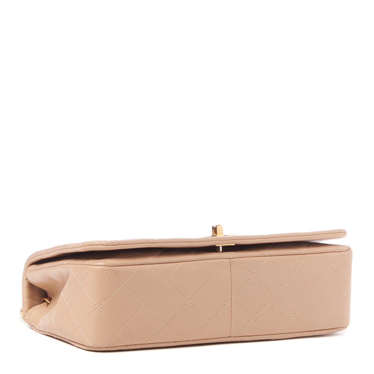 Lambskin Quilted Small Single Flap Beige