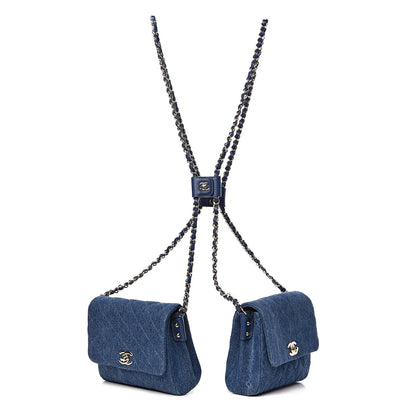 Chanel Denim Quilted Side Packs Blue 1 of 13