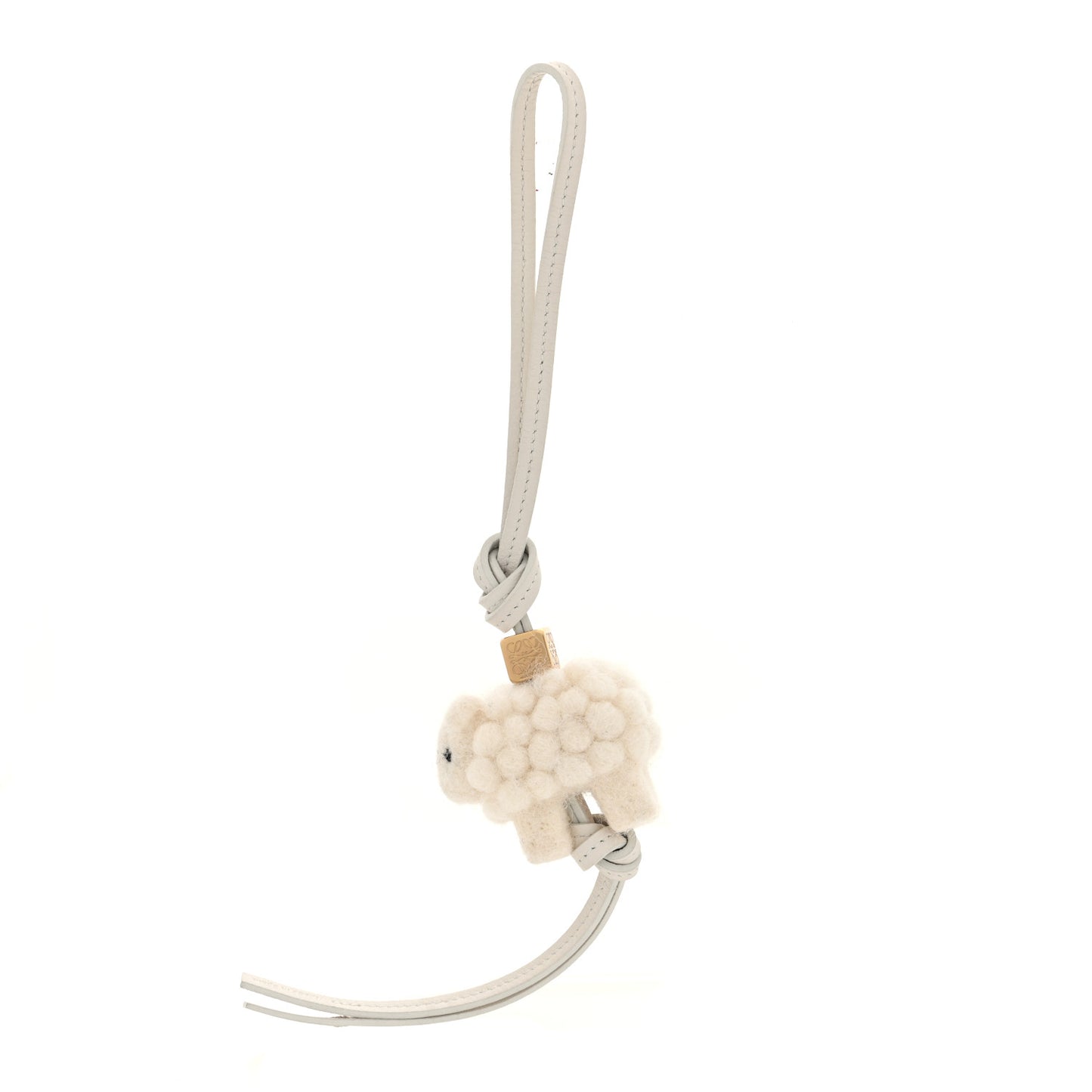 Calfskin Felt Sheep Bag Charm Soft White
