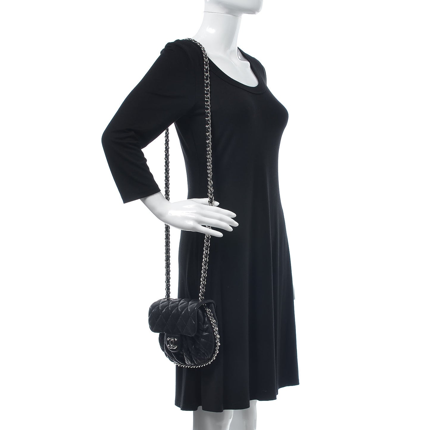 Washed Lambskin Mini Chain Around Messenger Black