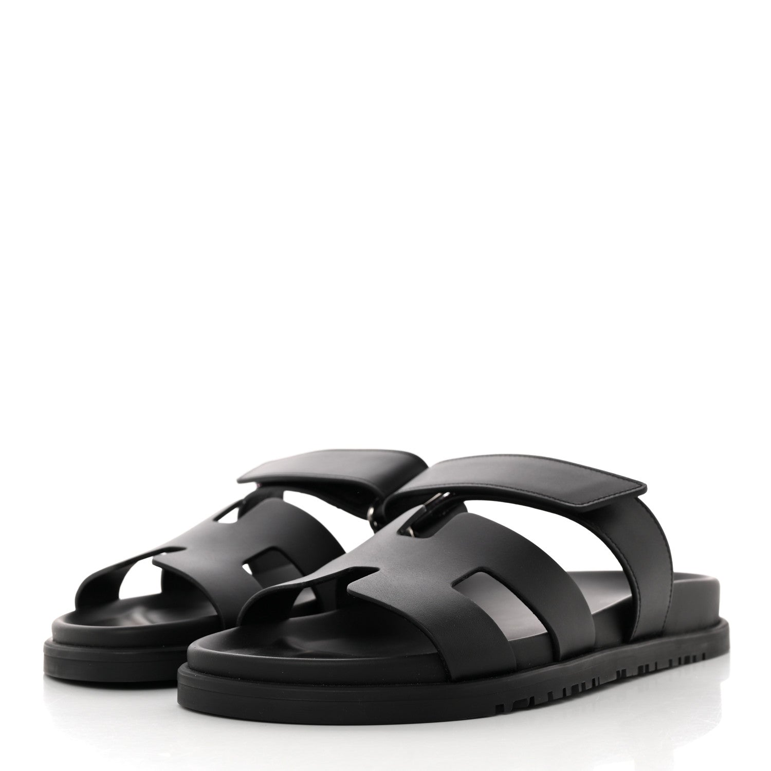 Hermes Calfskin Womens Chypre Sandals 38 Black 3 of 9