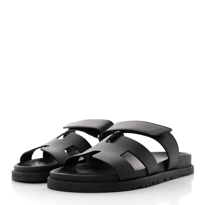 Hermes Calfskin Womens Chypre Sandals 38 Black 3 of 9