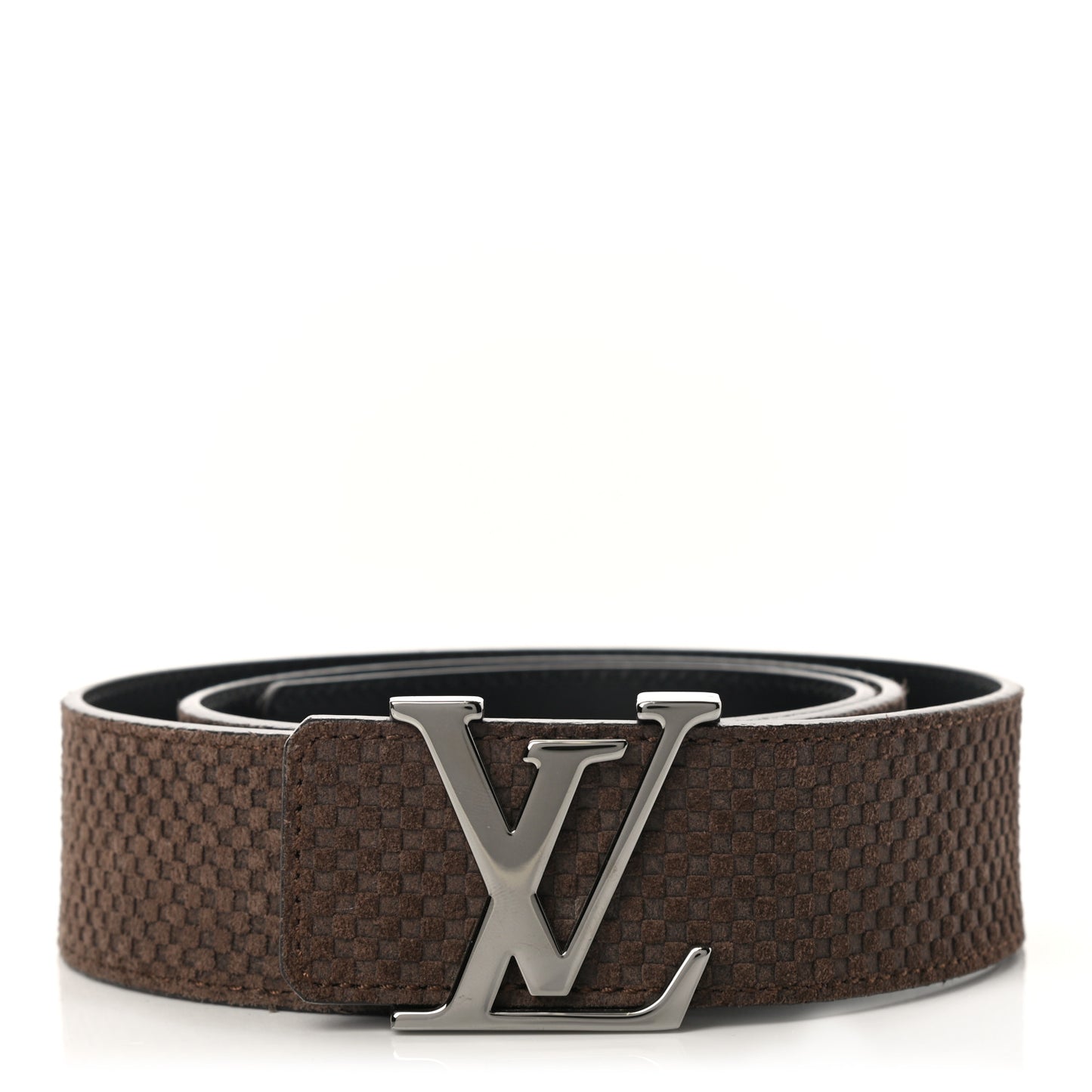 Suede Calfskin Mini Damier 40mm LV Initiales Belt 90 36 Moka