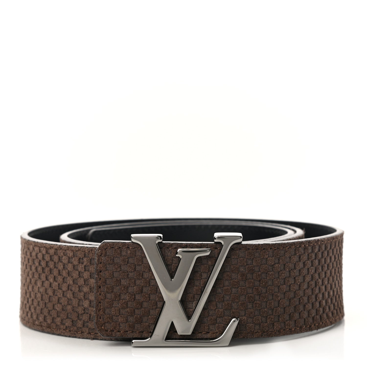 Louis Vuitton Suede Calfskin Mini Damier 40mm LV Initiales Belt 90 36 Moka 1 of 9