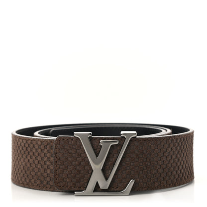 Louis Vuitton Suede Calfskin Mini Damier 40mm LV Initiales Belt 90 36 Moka 1 of 9