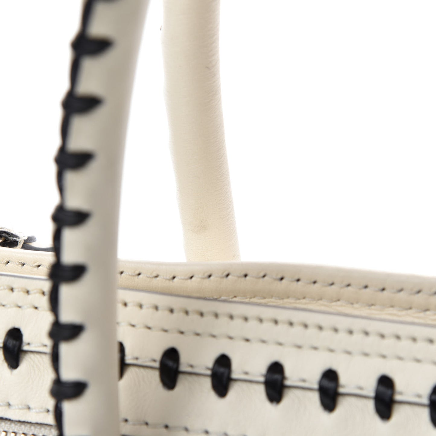 Calfskin Whipstitch Folk Tote White