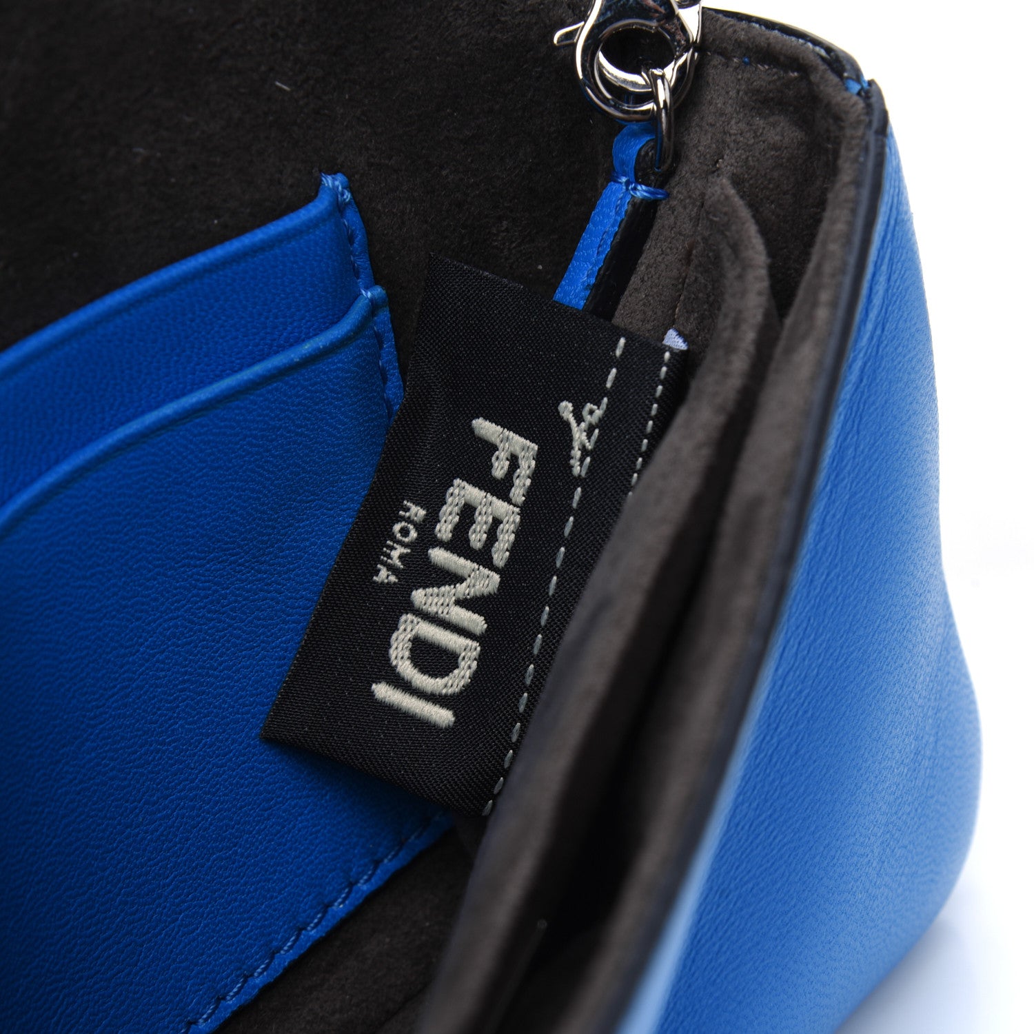Fendi Nappa Rabbit Fox Fur Micro Buggie Baguette Blu Royal Tangerine 8 of 13