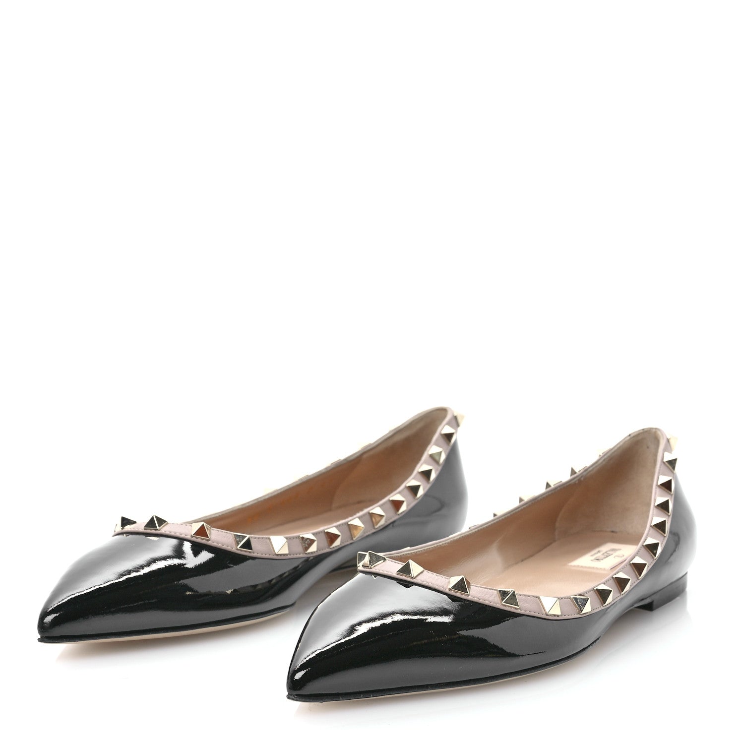 Valentino Garavani Patent Rockstud Ballerina Flats 41 Black Poudre 3 of 8