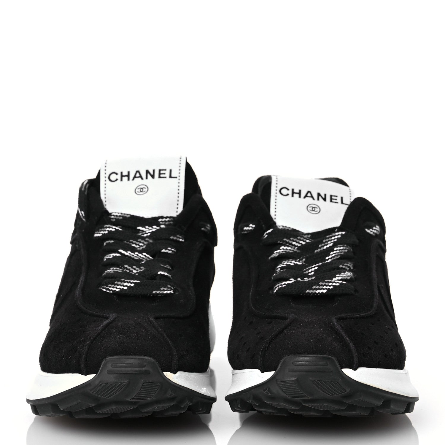 Chanel Suede Goatskin CC Sneakers 37 Black 2 of 13