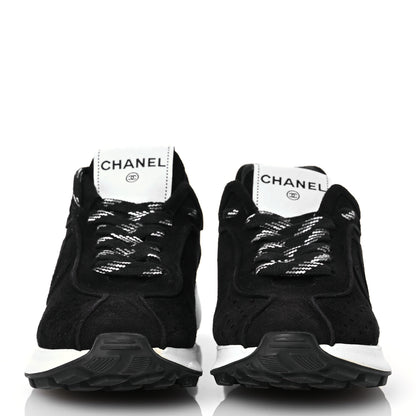 Chanel Suede Goatskin CC Sneakers 37 Black 2 of 13