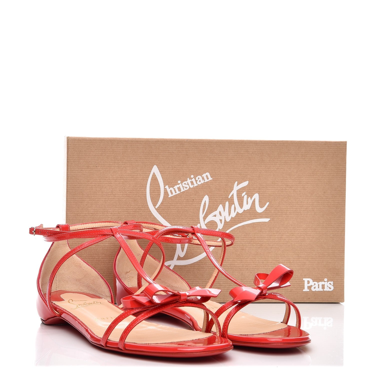 Christian Louboutin Patent Blakissima Flat Sandals 39 Fraise 8 of 8
