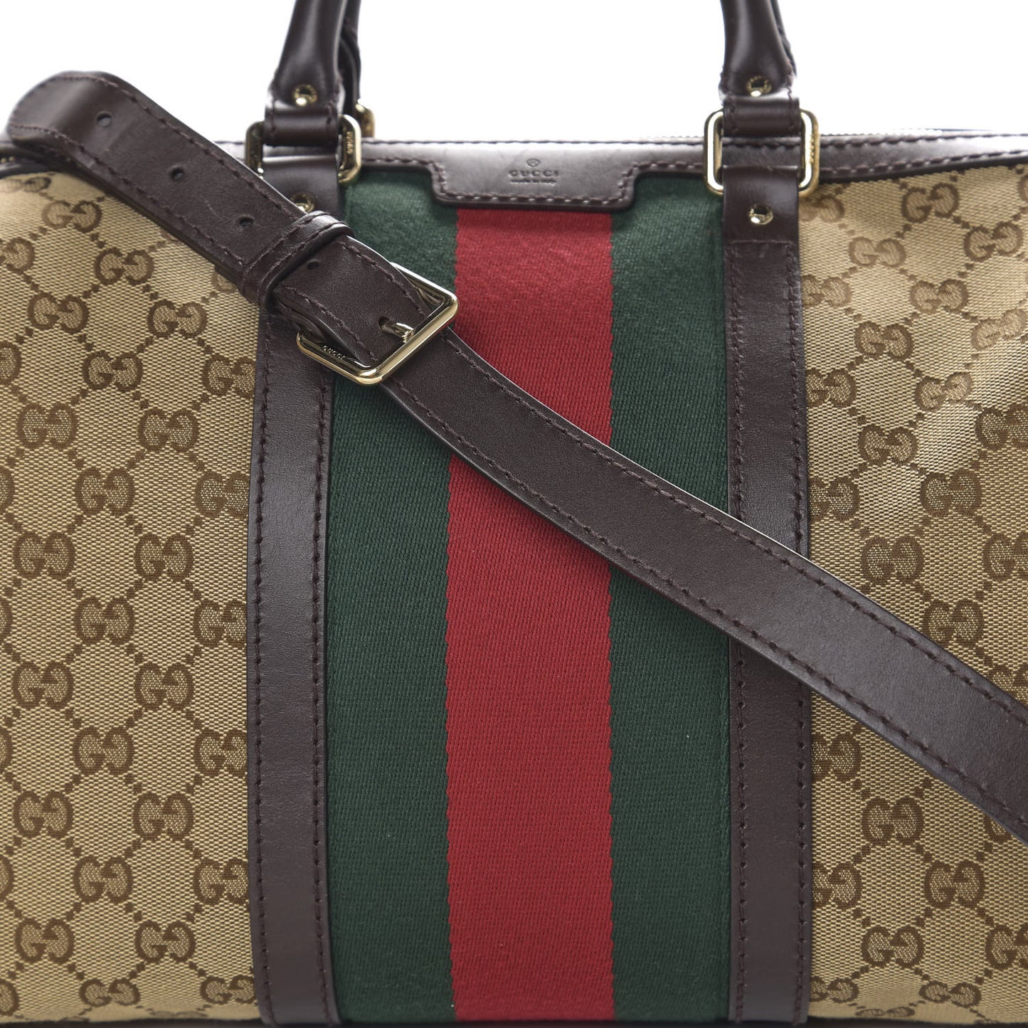 Monogram Vintage Web Medium Boston Dark Brown