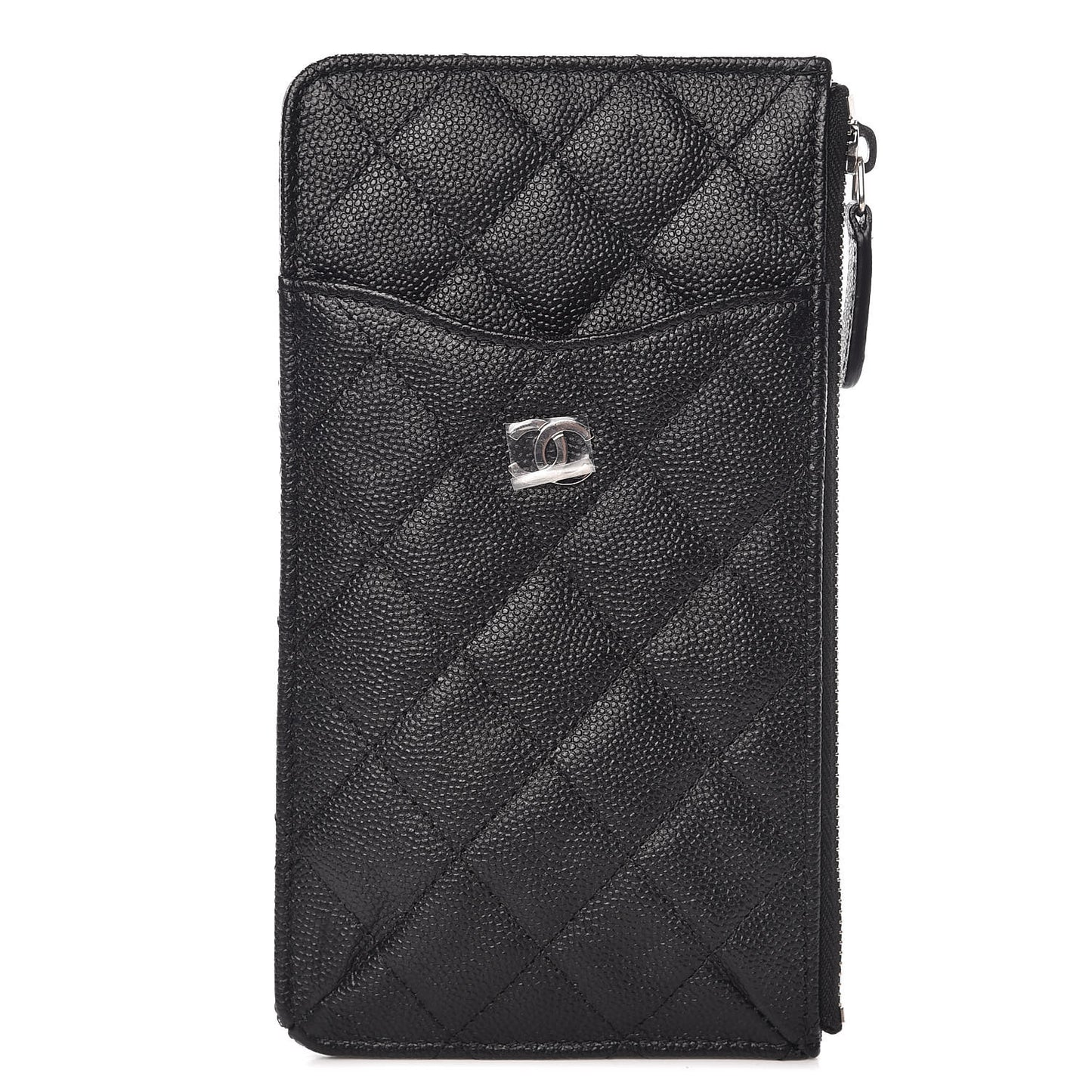 Caviar Quilted Classic Flat Wallet Pouch Black
