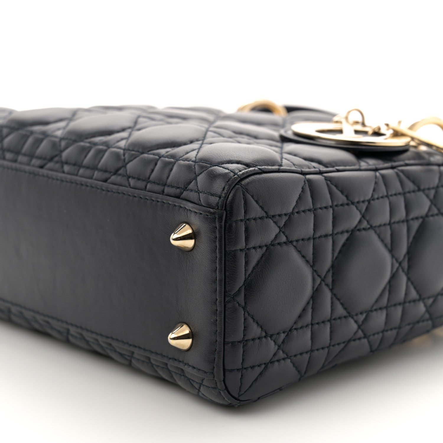 Christian Dior Lambskin Cannage Small Lucky Badges Lady Dior Navy 9 of 9