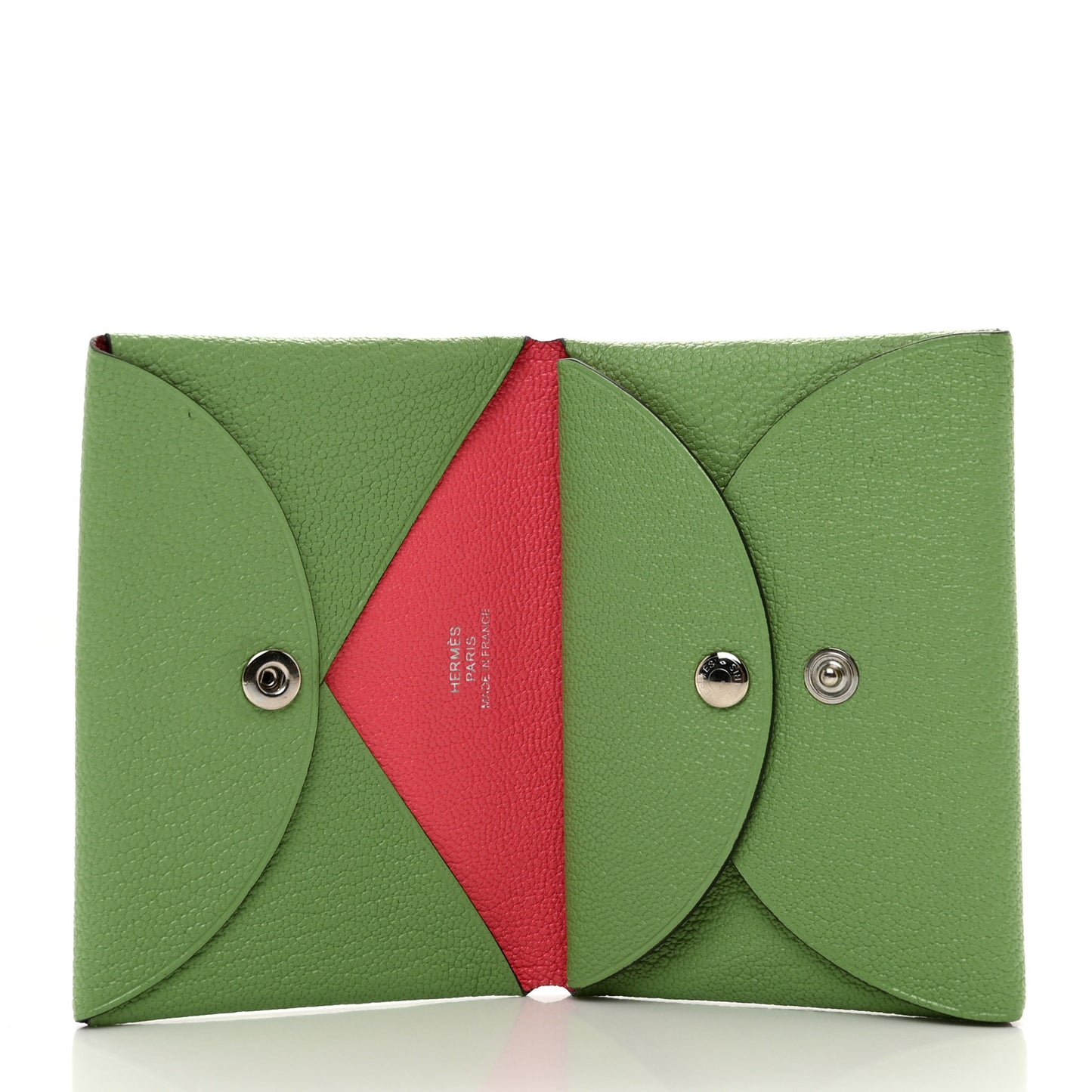 Chevre Mysore Verso Calvi Duo Card Case Vert Criquet Rose Lipstick