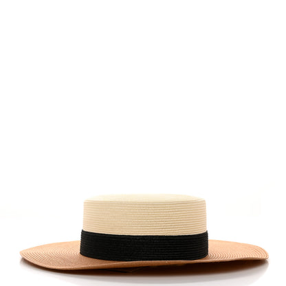 Gucci Straw Effect Fabric Wide Brim Hat With Bow XS White Black 4 of 9