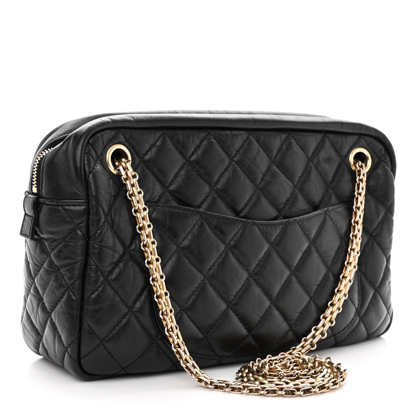 Aged Calfskin Quilted Medium Reissue Camera Case Black