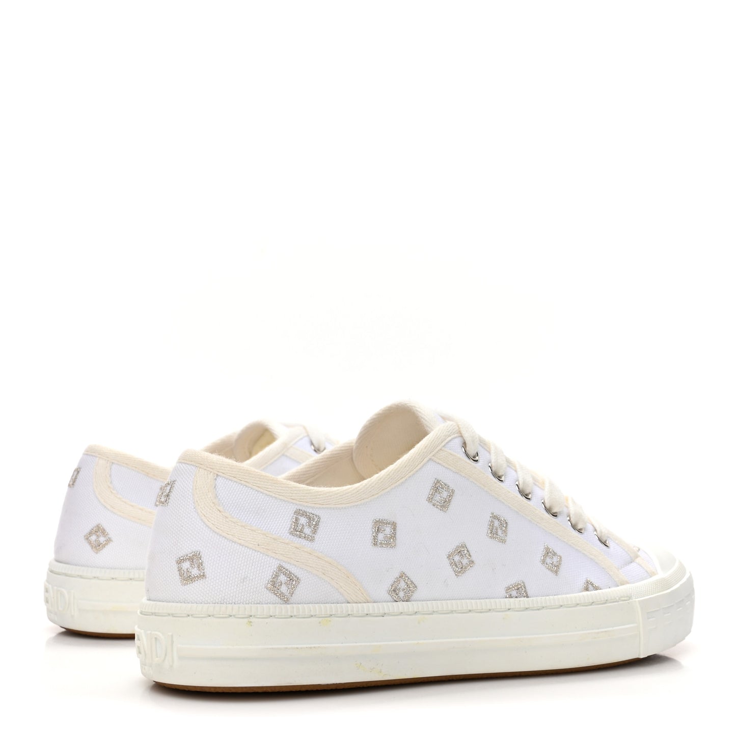 Canvas Lurex FF Womens Domino Low Top Sneakers 36 White