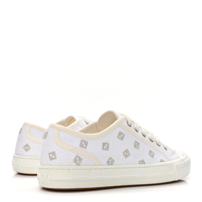 Fendi Canvas Lurex FF Womens Domino Low Top Sneakers 36 White 6 of 10