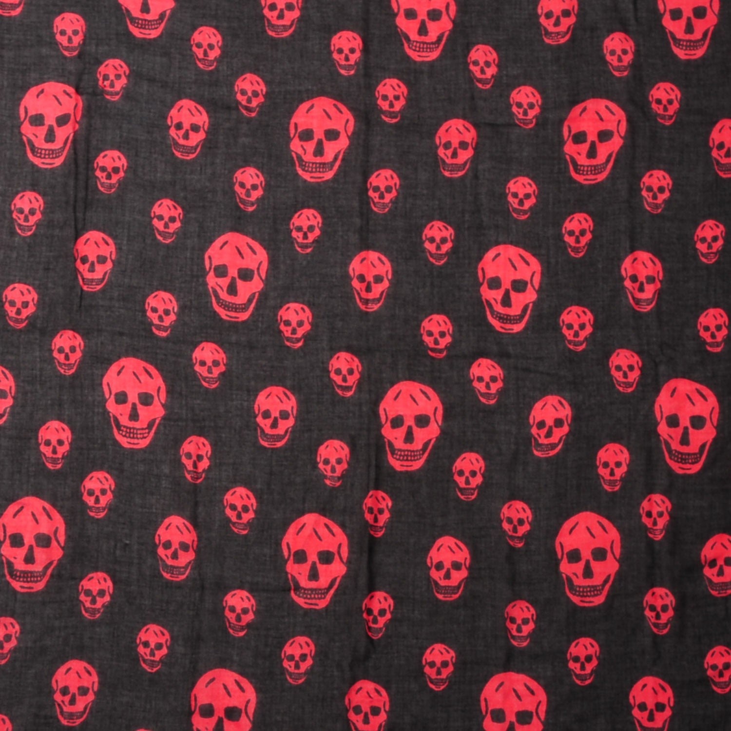 Alexander McQueen Modal Silk Skull Scarf Black Red 1 of 5