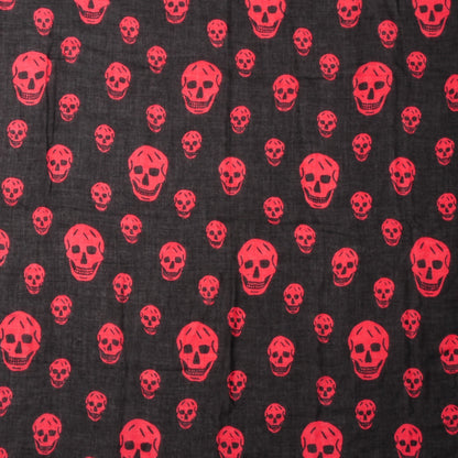 Alexander McQueen Modal Silk Skull Scarf Black Red 1 of 5