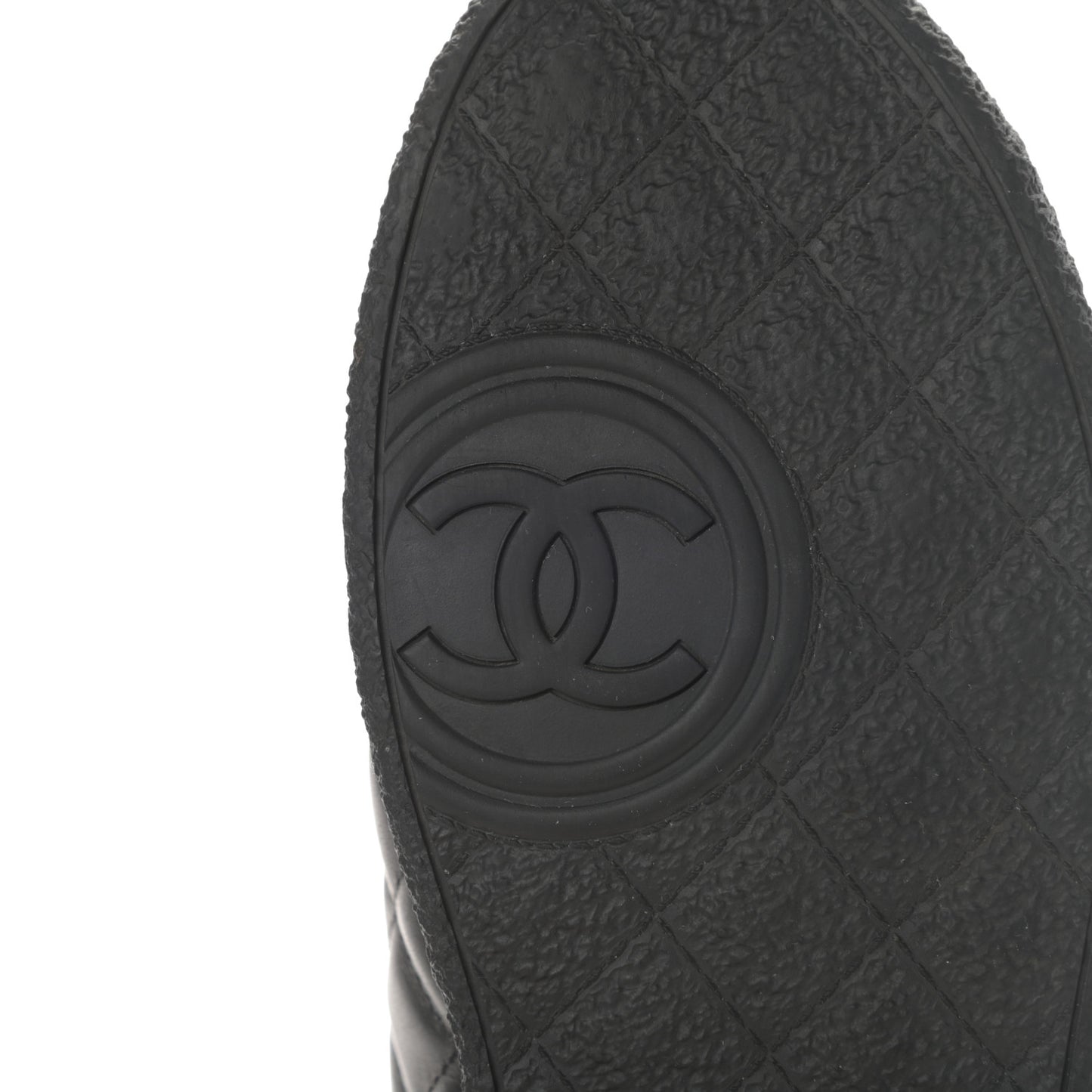 Lambskin Quilted High Top Sneakers 38.5 Black