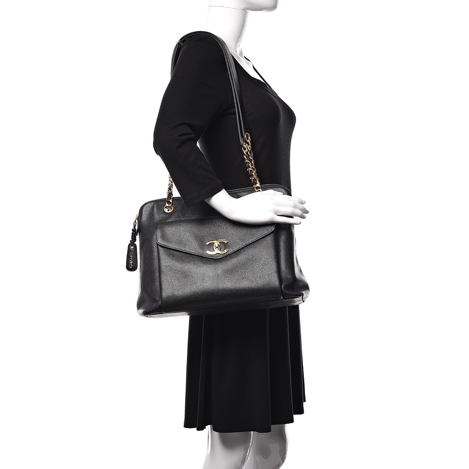 Chanel Caviar Flap Shoulder Bag Black 2 of 17