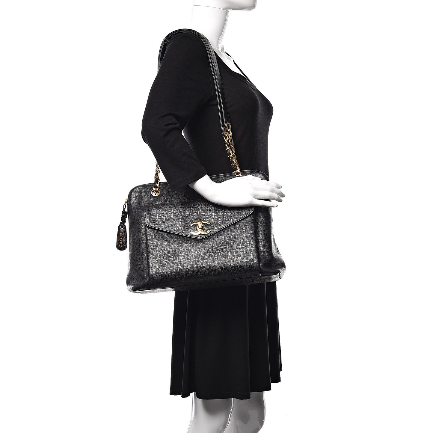 Caviar Flap Shoulder Bag Black