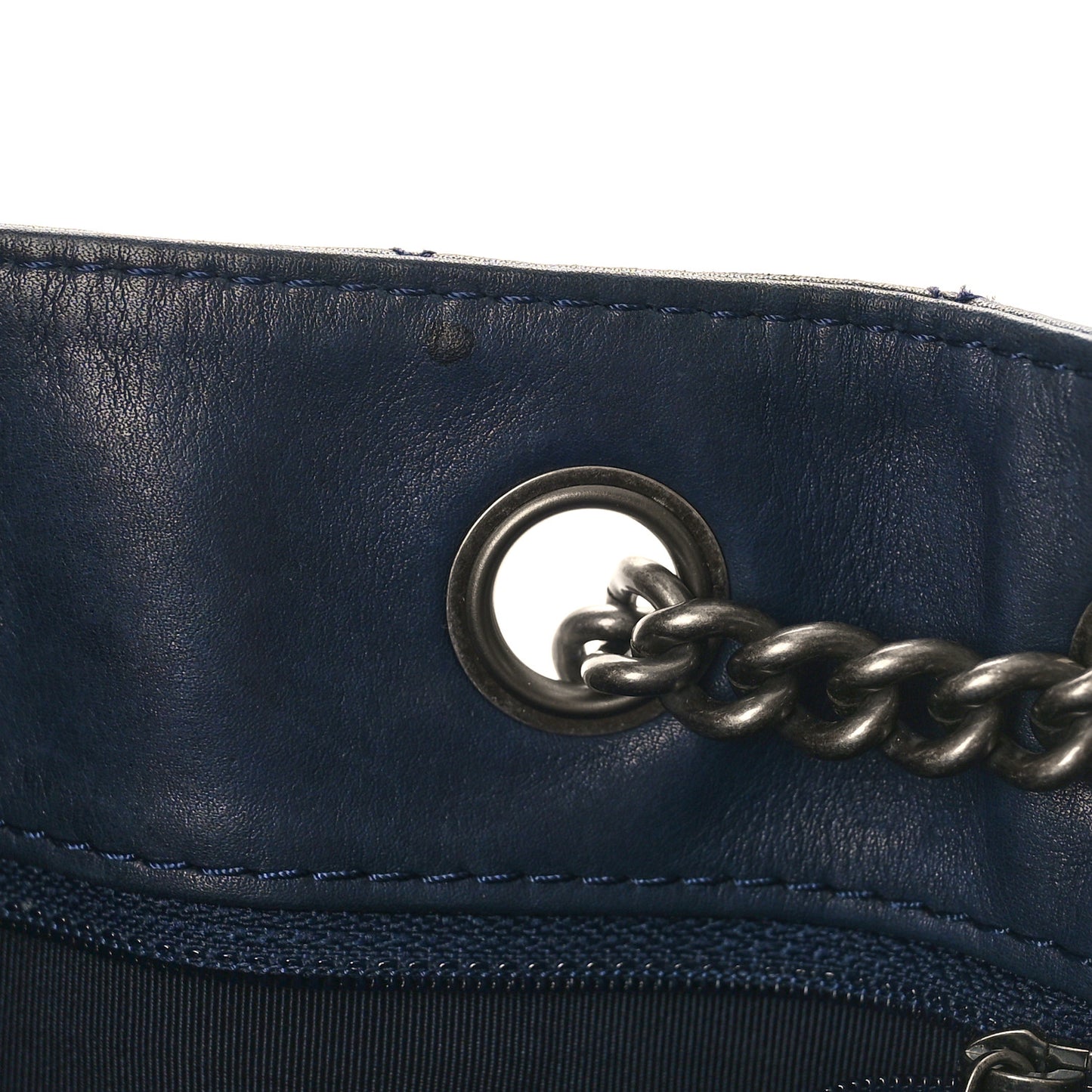 Calfskin Stitched Large Urban Luxury Drawstring Backpack Navy Blue