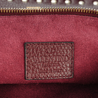 Valentino Garavani Pebbled Calfskin Large Rockstud Zip Pouch Rubin 7 of 8