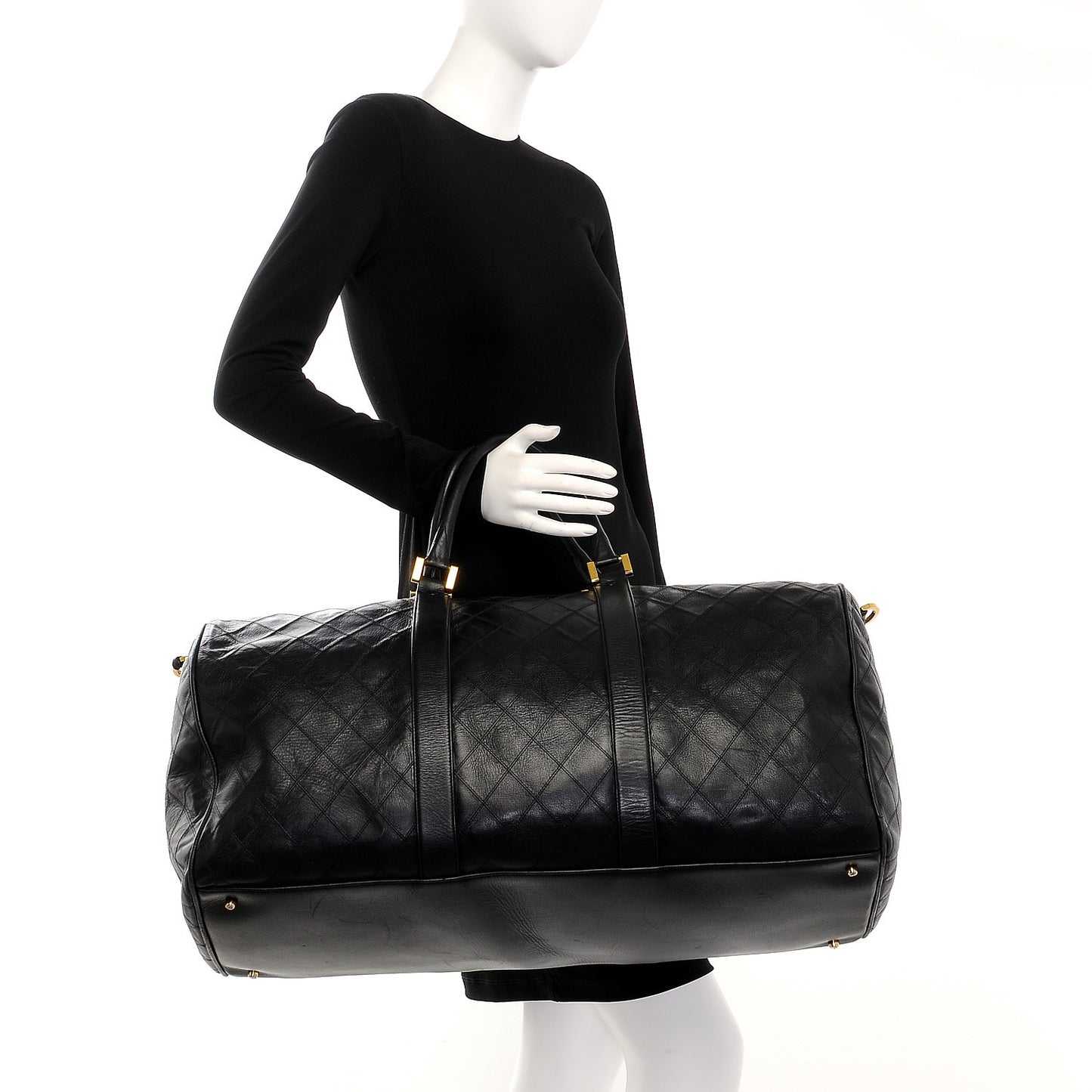 Calfskin Stitched Duffel Bag Black