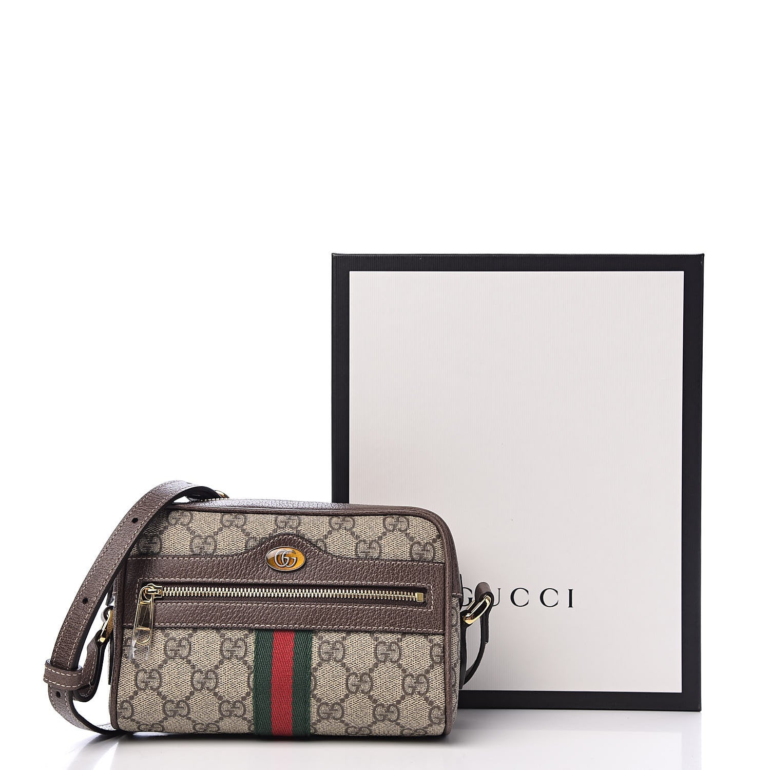 Gucci GG Supreme Monogram Web Mini Ophidia Shoulder Bag Brown 11 of 11