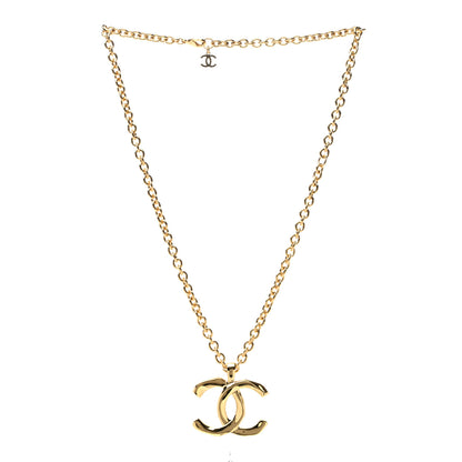 Chanel Metal Large CC Pendant Chain Necklace Gold 3 of 4