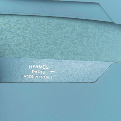 Hermes Tadelakt Lizard Mini Bearn Card Holder Wallet Bleu Atoll 7 of 8
