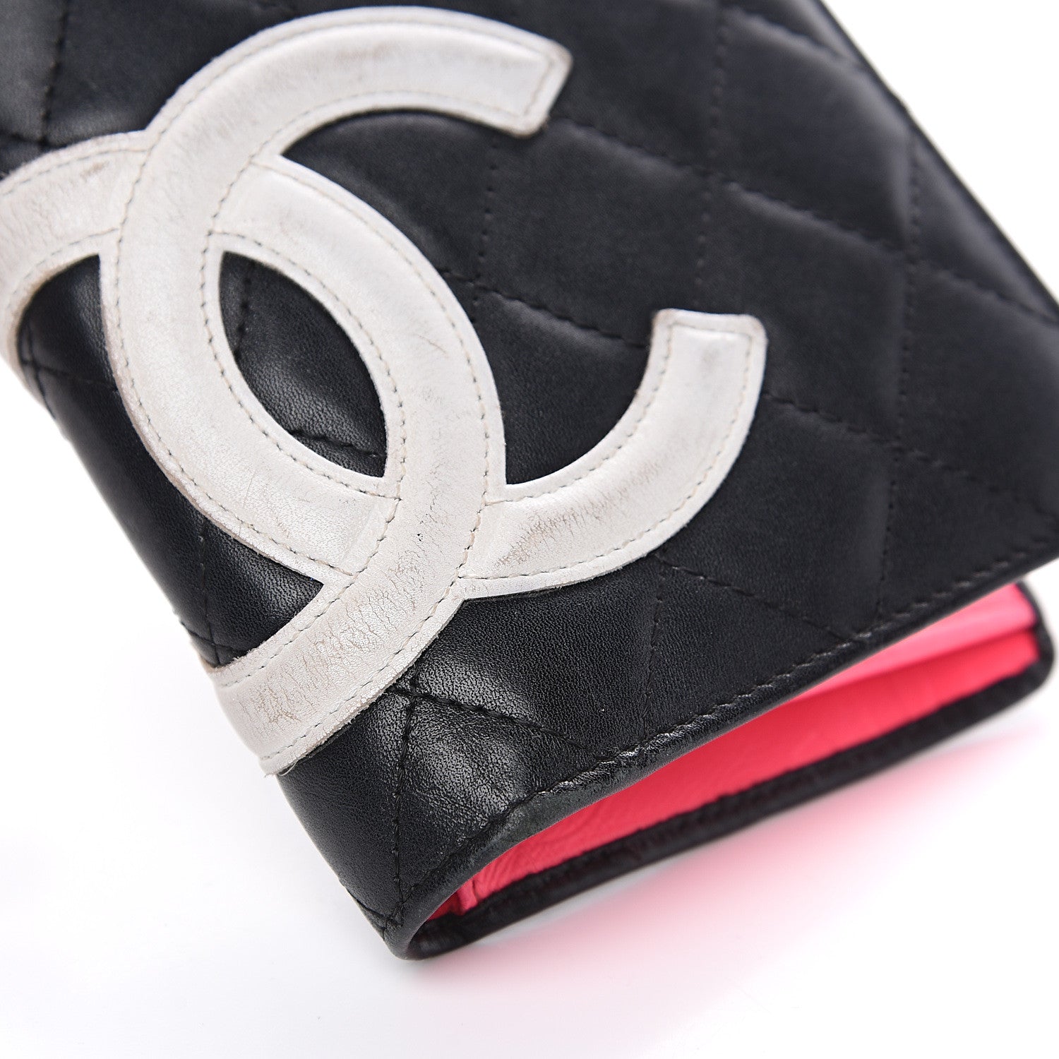 Chanel Calfskin Quilted Cambon Yen Wallet Black White 7 of 12