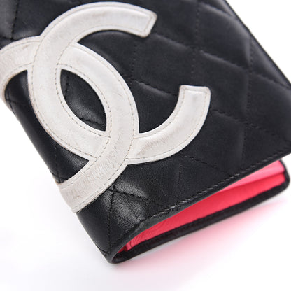 Chanel Calfskin Quilted Cambon Yen Wallet Black White 7 of 12